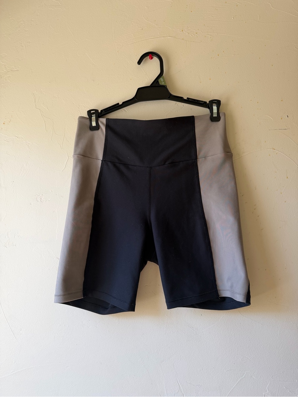 High-Waist Two-Tone Black and Tan Women's Biker Shorts